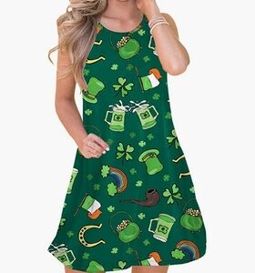 Spadehill Sleeveless Green St. Patrick's Day Themed Dress w/Pockets Size S 4-6